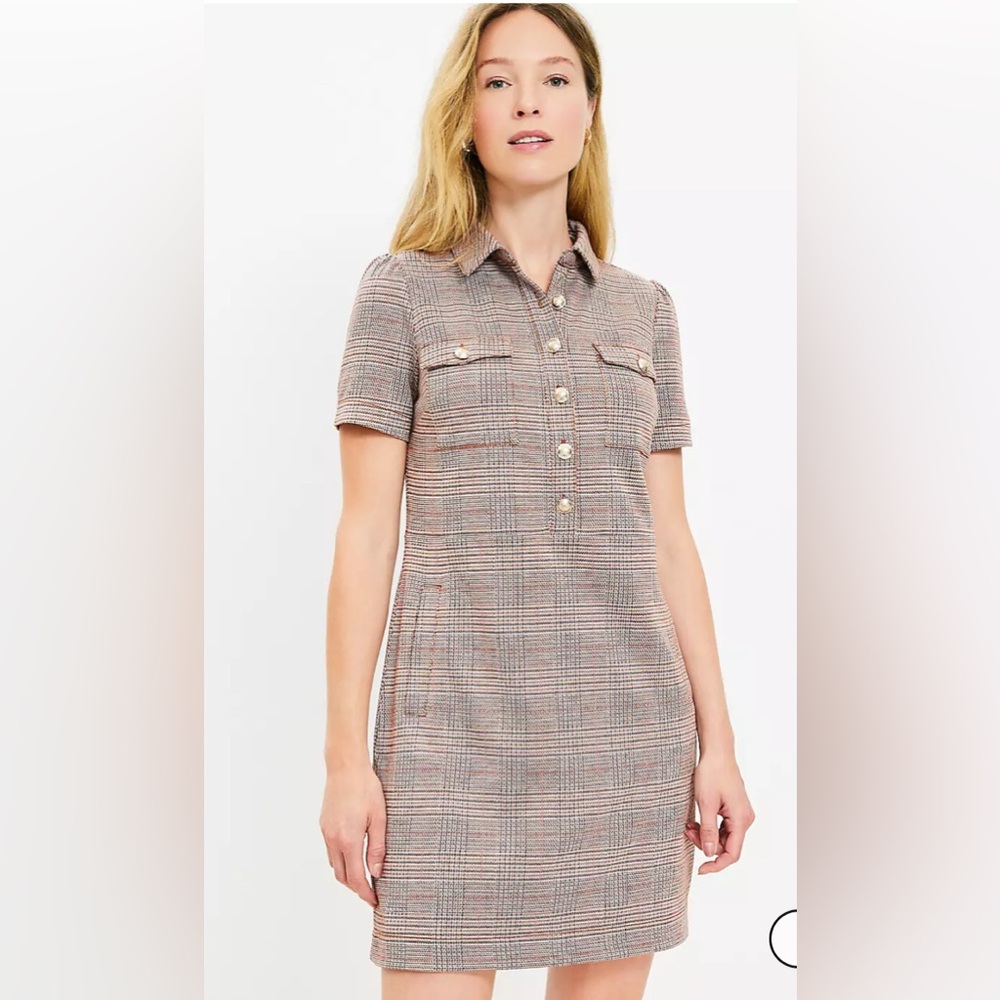 Loft Plaid Short Sleeve Pocket Dress